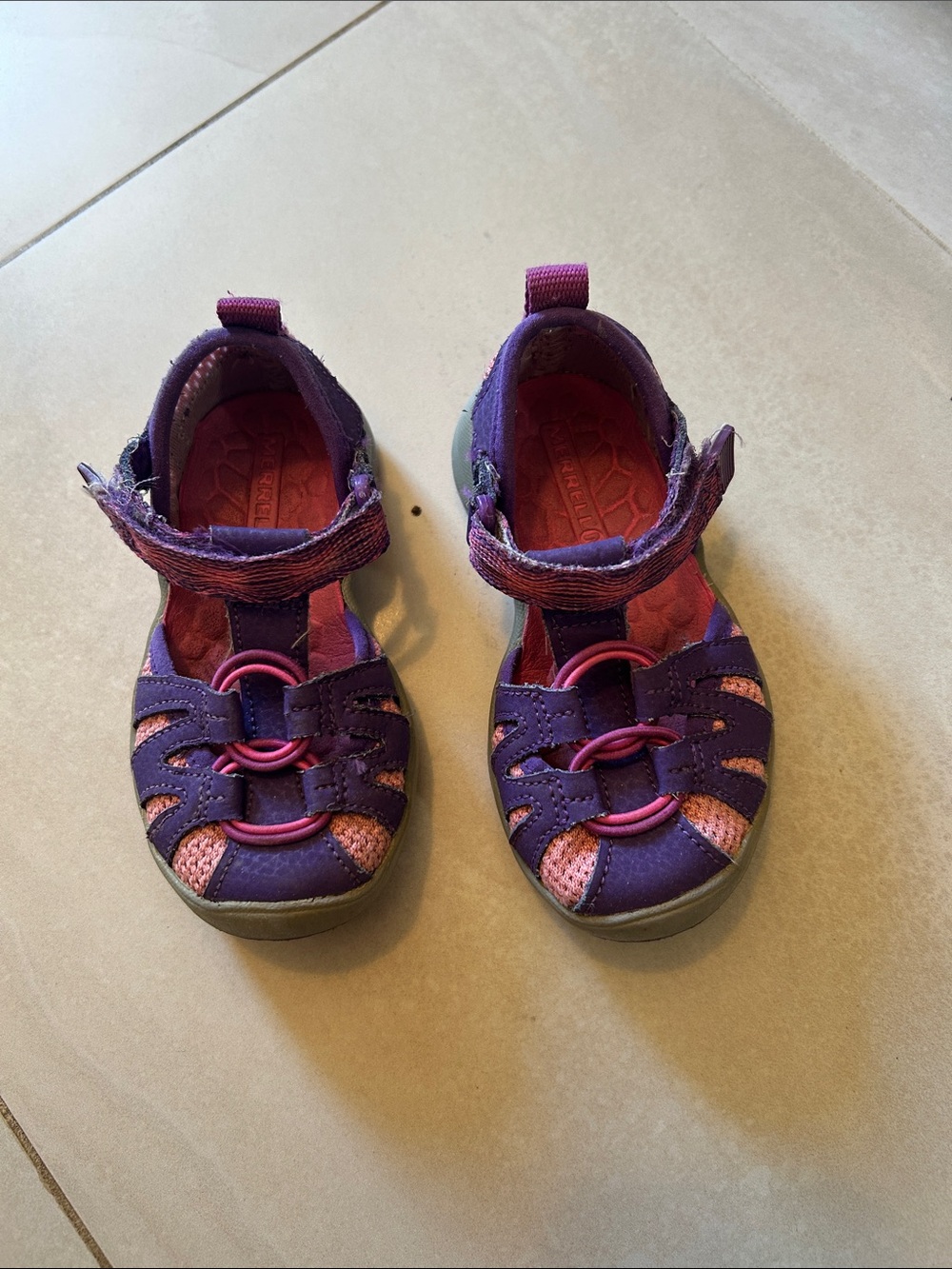 Toddler Merrell Purple and Pink Closed-Toe Sandals-7c